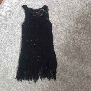 Forever 21 black beach crochet coverup